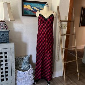 RALPH LAUREN {DENIM & SUPPLY} Black & Red Plaid Maxi Slip Dress - XL